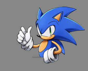 藍色刺蝟 Sonic 豎起大拇指，露出自信的笑容。