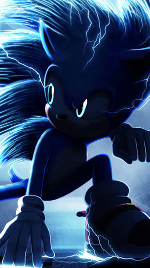 Sonic the Hedgehog 被電藍色閃電包圍的動作姿勢。