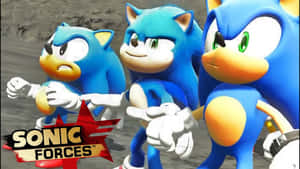 三個Sonic角色以遊戲姿勢呈現，表情有憤怒、微笑和奸笑。