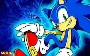 Sonic the Hedgehog 在藍色爆發中以速度和能量奔跑。