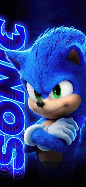 Sonic the Hedgehog 在霓虹燈光環境中交叉雙臂。