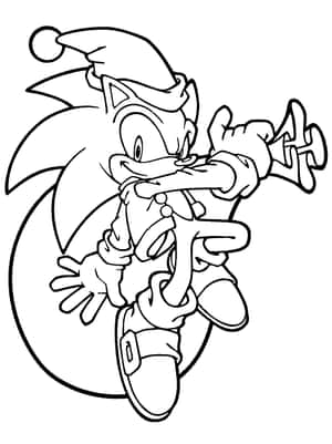 戴小丑帽的Sonic the Hedgehog吹奏小號