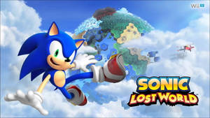 Sonic the Hedgehog 在浮島世界上方穿過雲層奔跑。