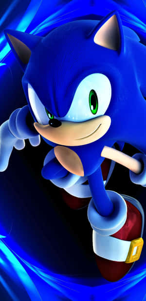 Sonic the Hedgehog 帶著堅定的表情奔跑。