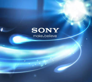 Sony 標誌帶有發光藍色光軌和粒子，呈現數位抽象設計。 — 藍色美學 壁紙