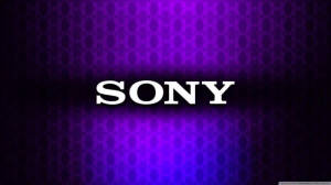 紫色漸變背景上帶有圓形圖案的Sony標誌 — 紫色美學 壁紙