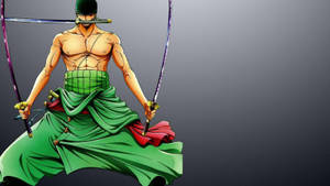 動漫劍士身穿綠色袴，手持兩把劍擺出戰鬥姿勢。 — 寵物小精靈 劍與盾 壁紙