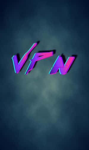 在黑暗煙霧背景上發光的霓虹紫色和藍色VPN文字。