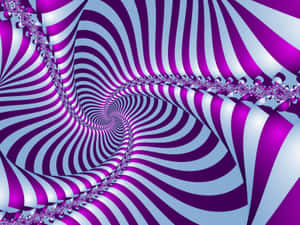 一條旋轉的紫色和藍色條紋隧道，營造出催眠般的視覺錯覺。