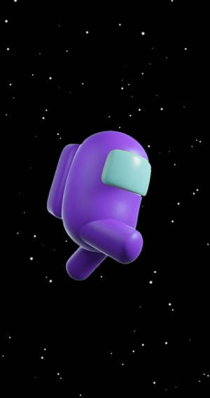 紫色Among Us角色喺星空中漂流。 — 淺紫色動態圖片 壁紙