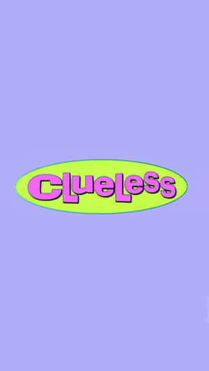 在紫色背景上的青檸綠色橢圓形內，有粉紅色3D文字寫著Clueless。 — 淡紫色 壁紙