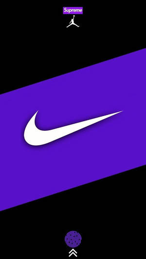 紫色和黑色壁紙，帶有Nike Supreme Jordan標誌和指紋圖標。
