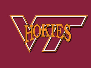 維珍尼亞理工大學 Hokies 標誌，橙色文字和栗色背景。