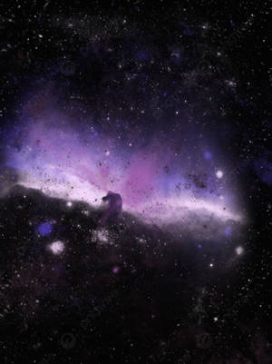 充滿活力嘅紫色同藍色星雲喺佈滿星星嘅黑暗宇宙中發光。
