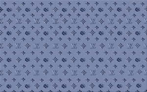 帶有重複路易威登字母組合圖案的藍色紋理布料。