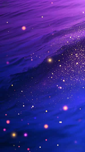 紫色和藍色水波閃爍著散落的星狀光芒 — 1440x2560 壁紙