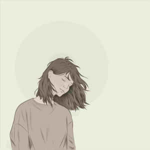 一個閉著眼睛、頭髮凌亂的人，看起來平靜而放鬆。
