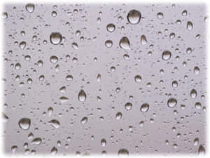 玻璃上的雨滴反射灰色天空