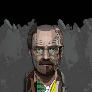 來自《絕命毒師》的 Walter White 以分面插圖呈現，表情嚴肅。