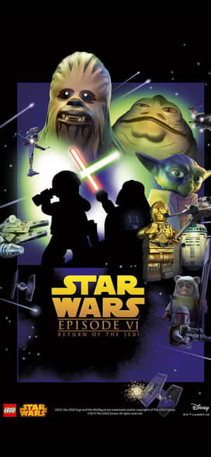 LEGO Star Wars Episode VI 武士復仇電影海報，角色置身太空。
