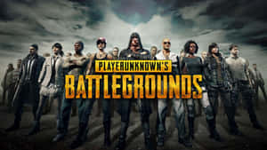 Battle royale 遊戲角色站在風暴肆虐的場地上，帶有標題文字。