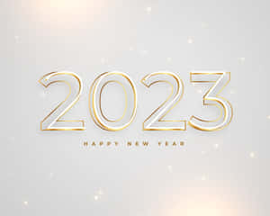 金色2023文字附閃爍效果，用於新年慶祝