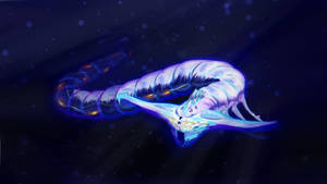 發光外星生物在太空中漂浮，伴隨著星星