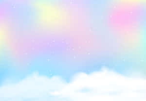 粉彩天空，雲朵和星星在夢幻漸變中柔和發光。