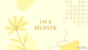 極簡黃色花卉插圖，奶油色背景上帶有文字 I'M A BELIEVER。