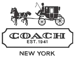 Coach品牌標誌，帶有馬匹及馬車剪影及紐約文字。