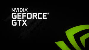 NVIDIA GeForce GTX 標誌，帶有綠色風格化徽章，背景為深色。