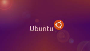 Ubuntu 標誌在紫色和橙色漸變背景上，帶有鏡頭光暈