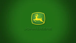 John Deere 標誌，帶有跳躍鹿在綠色漸變背景上。