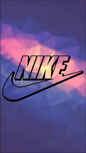 色彩繽紛幾何背景的Nike標誌。