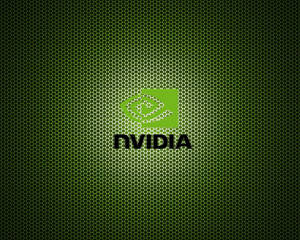 在六角網格背景上帶有綠色漸變照明的Nvidia標誌。