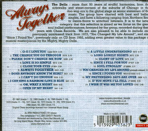The Dells 的合輯《Always Together》的專輯背面，附有曲目列表和內頁說明。