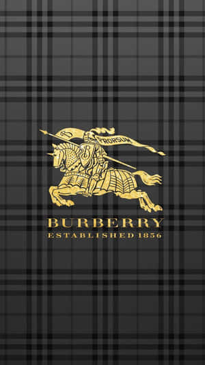 Burberry 標誌，特色是金色騎士騎馬，背景為深色格子。 — 精緻美觀 壁紙