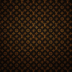 帶有金色 Louis Vuitton 字母組合圖案的黑色皮革