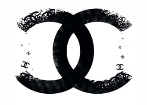 白色背景上帶有裝飾性漩渦的黑色 Chanel 標誌