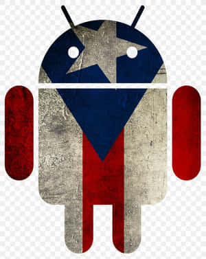 帶有德州旗設計同磨損紋理嘅Android機械人。