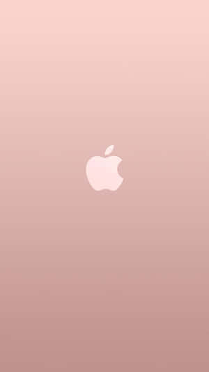 白色Apple標誌置於玫瑰金漸變背景中央。