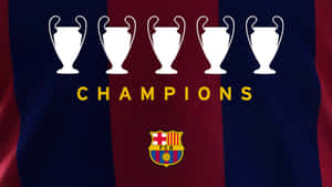 巴塞隆拿球衣上「CHAMPIONS」文字上方有五個歐聯獎盃。