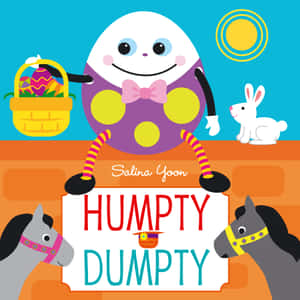 雞蛋角色與兔子和馬匹拿著 Humpty Dumpty 的標誌 — iPad Air 11 壁紙