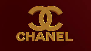 金色Chanel標誌在酒紅色背景上