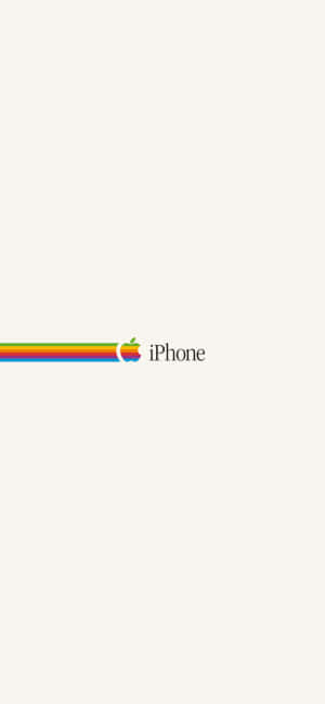iPhone標誌，帶有彩虹條紋，背景為米白色。