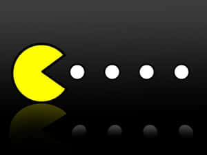 黃色 Pac-Man 在深色背景上面對白點和反射。