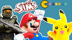 熱門電子遊戲角色如 Mario、Pikachu 和 Master Chief 的拼貼畫。