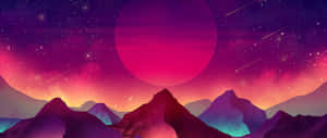 超現實的山脈，在發光的行星和流星下，襯托出充滿活力的夜空。