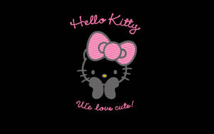 Hello Kitty 角色，帶有粉紅色蝴蝶結和文字 We love cute