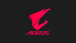 黑色背景上的粉紅色AORUS遊戲品牌標誌